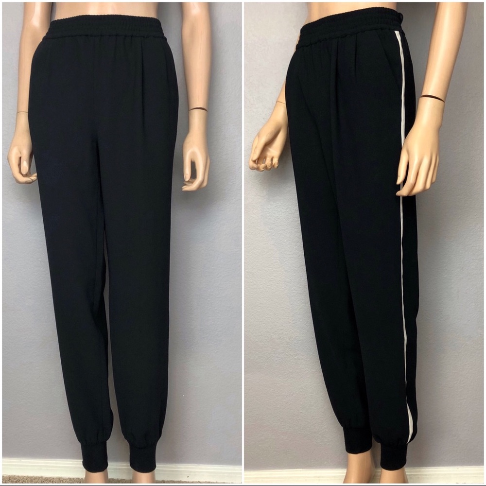 Joie Tuxedo Stripe Joggers Black Beige